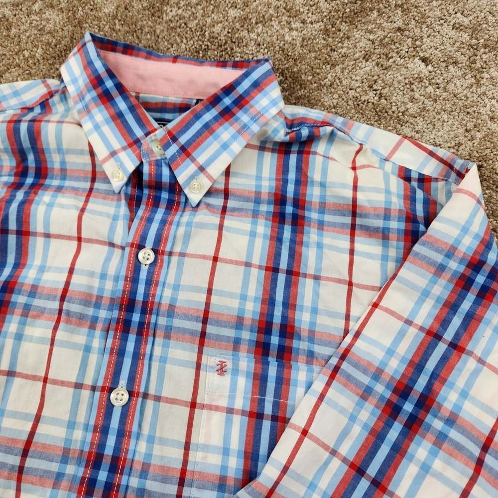IZOD Premium Essentials Men's Colorful Button Down Plaid Shirt Medium